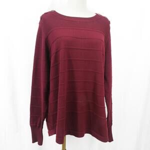 Liz Claiborne Women’s Burgundy Pullover Sweater Textured Knit Crewneck Size 0X